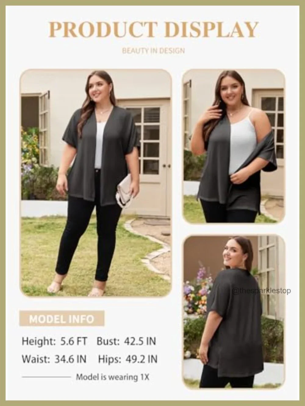Plus Size Ribbed Knit Cardigan, Half Sleeve Open Front Kimono, Lightweight